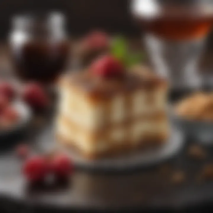 Close-up of a rich and indulgent syrup dessert with intricate details and textures.