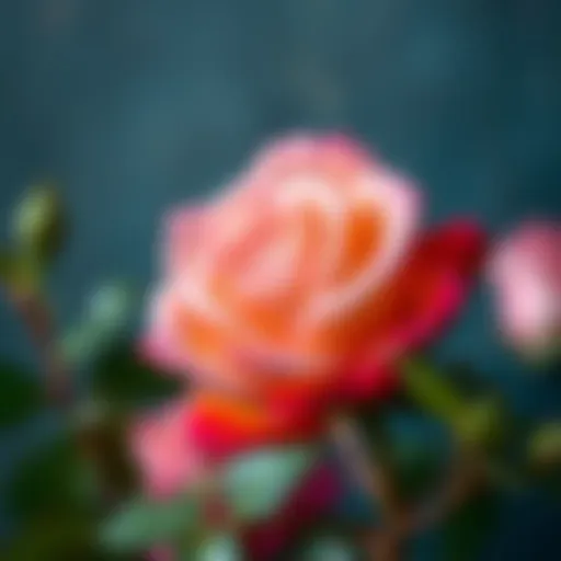 A vibrant rose with dew drops representing natural beauty