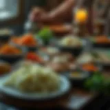 Traditional sahur meal with various dishes