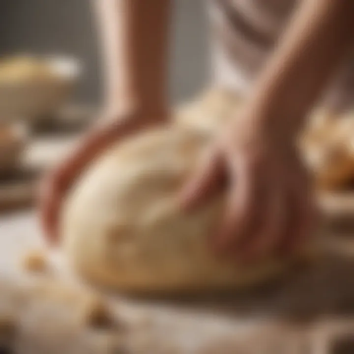 A well-kneaded firm dough on a smooth countertop