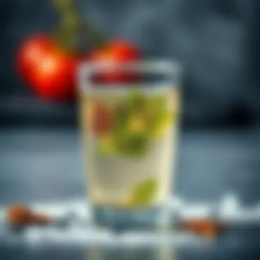 Creative Ways to Use Vinegar in Daily Life A glass of diluted vinegar with herbs and spices.