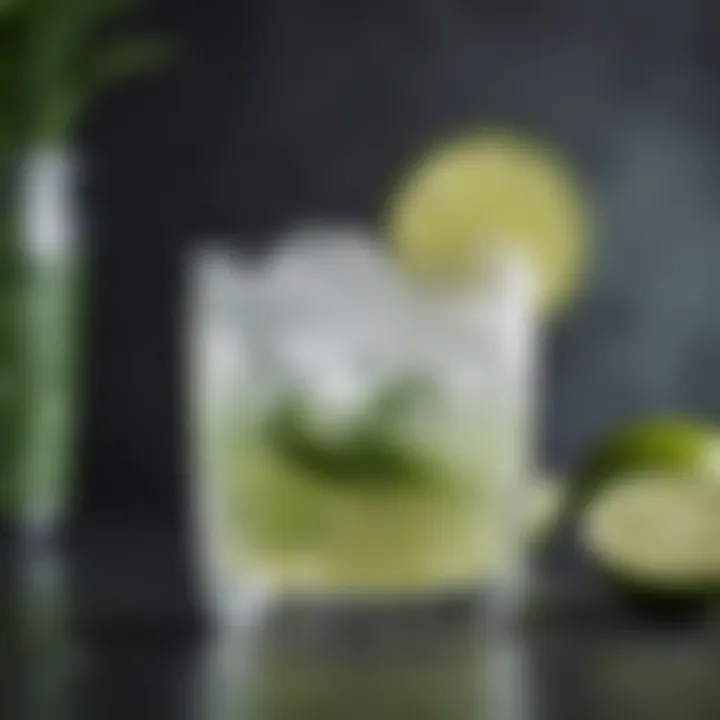 A beautifully arranged glass of Cool Lime with ice