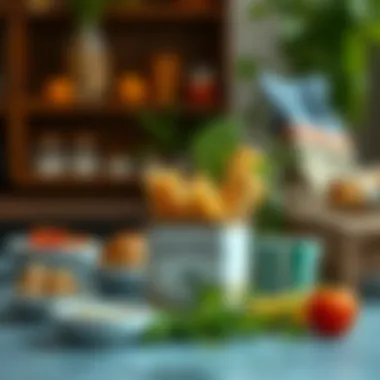 Eco-Friendly Eating Practices An artistic depiction of sustainable eating practices with eco-friendly packaging.