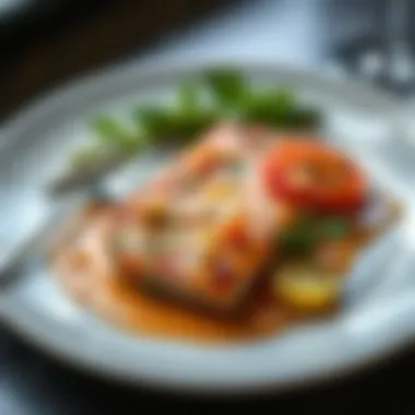 Artful Presentation of Sutlu Pırasa An artistic shot of the final plated Sutlu Pırasa with herbs