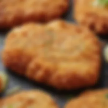 A close-up of crispy chicken schnitzel