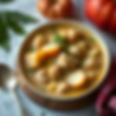 Creamy Chicken and Potato Stew A bowl of creamy chicken and potato stew