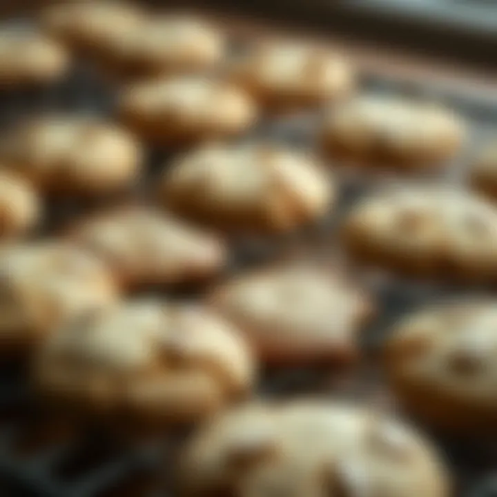 Freshly baked cookies cooling on a wire rack