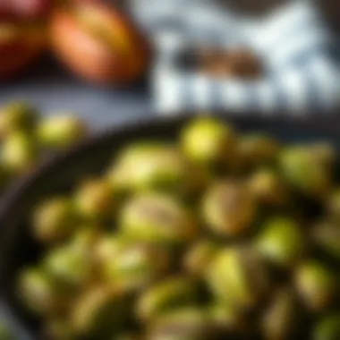 A close-up of the vibrant green pistachios used in the recipe