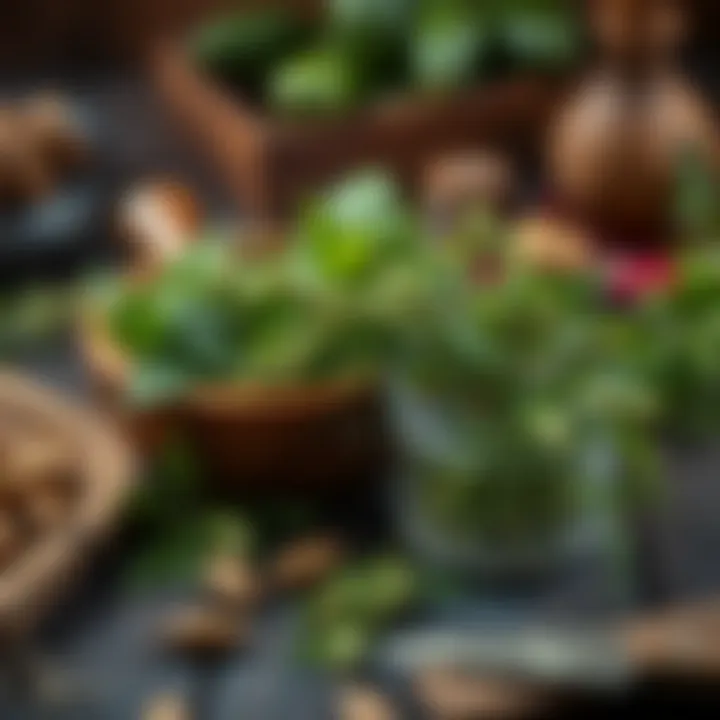 Natural Remedies with Fox Tail Herb Natural remedies featuring fox tail herb in a rustic setting