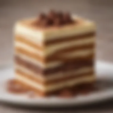 Delicious layers of Tiramisu with cocoa dusting