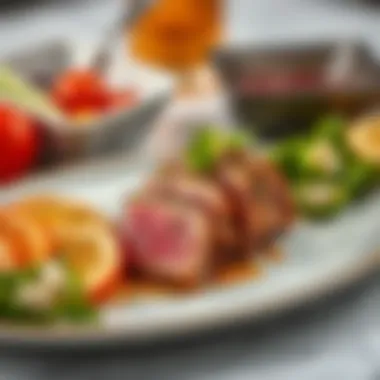 Gourmet Seared Tuna Dish A gourmet dish featuring seared tuna