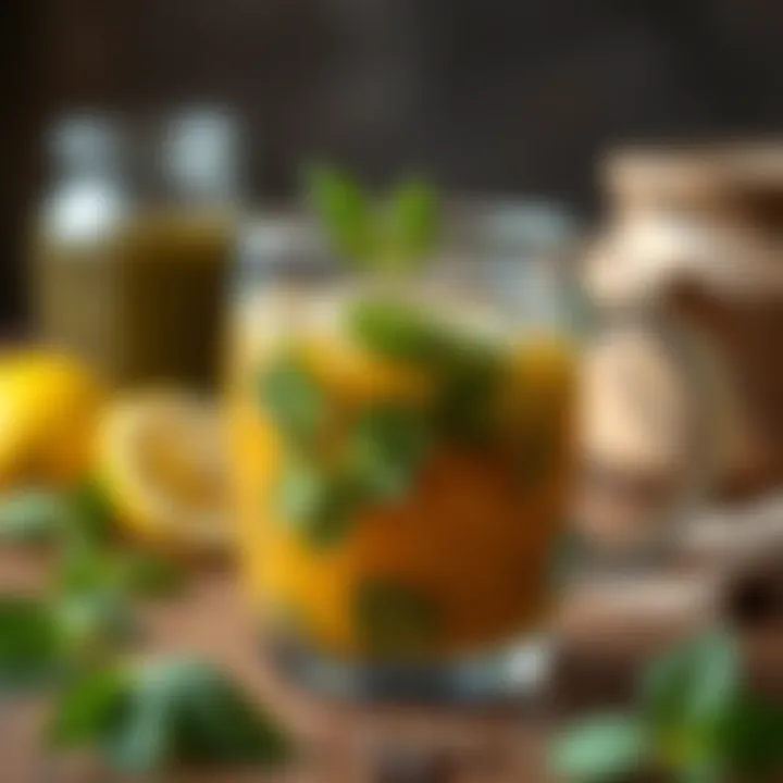 Refreshing herbal blend in a glass cup