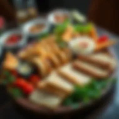 A beautifully arranged platter of Tuana Tost with garnishes and side dishes