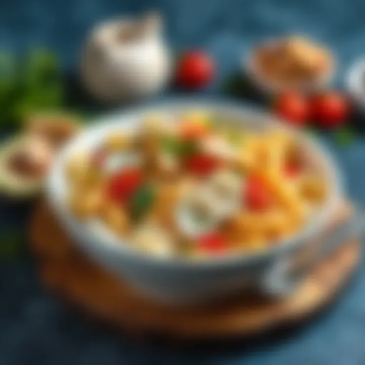 Fresh Seashell Pasta Salad A vibrant bowl of seashell pasta salad with fresh ingredients