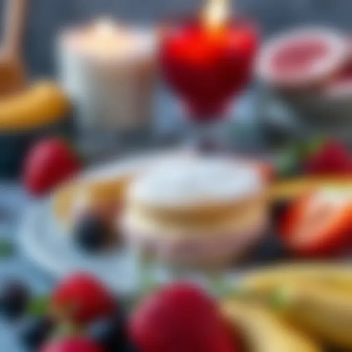An elegant display of visneli popkek alongside assorted fruits