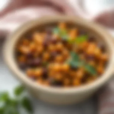 An elegant bowl filled with a dish featuring Yayla legumes, garnished with fresh herbs.