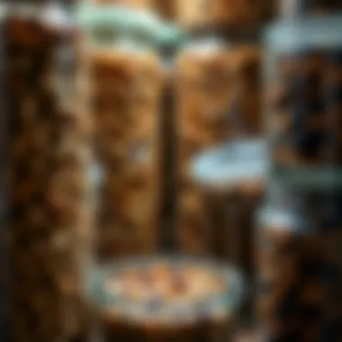 A close-up of Yayla legumes being stored in glass containers, highlighting their shelf life and quality.