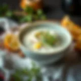 A bowl of yayla çorbası garnished with herbs
