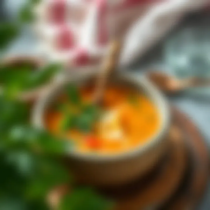 Traditional Yayla Soup Presentation A bowl of traditional yayla soup garnished with fresh herbs