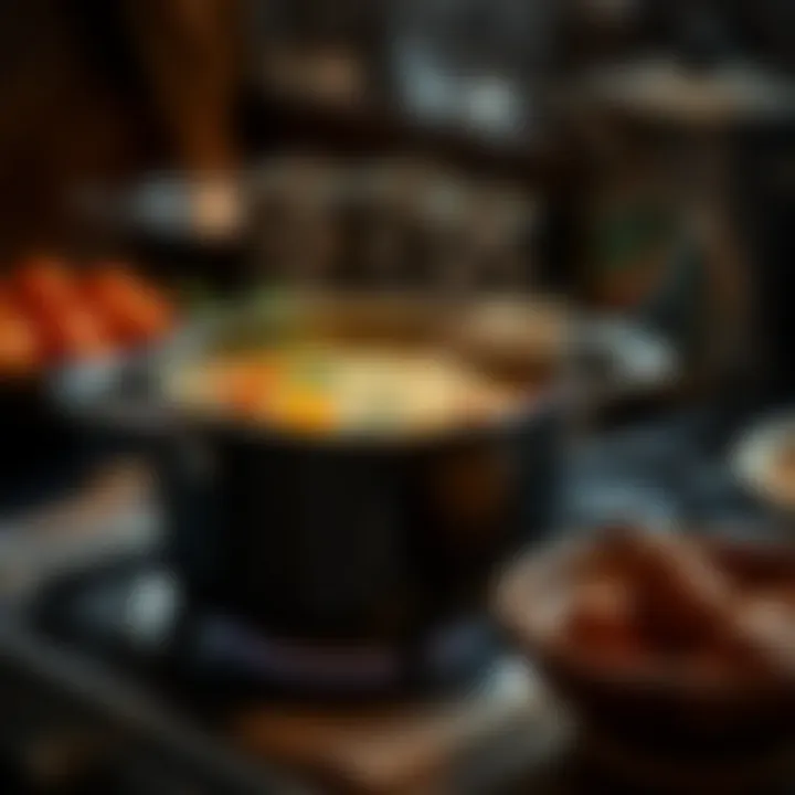 Yayla Soup Simmering A steaming pot of yayla soup simmering on the stove