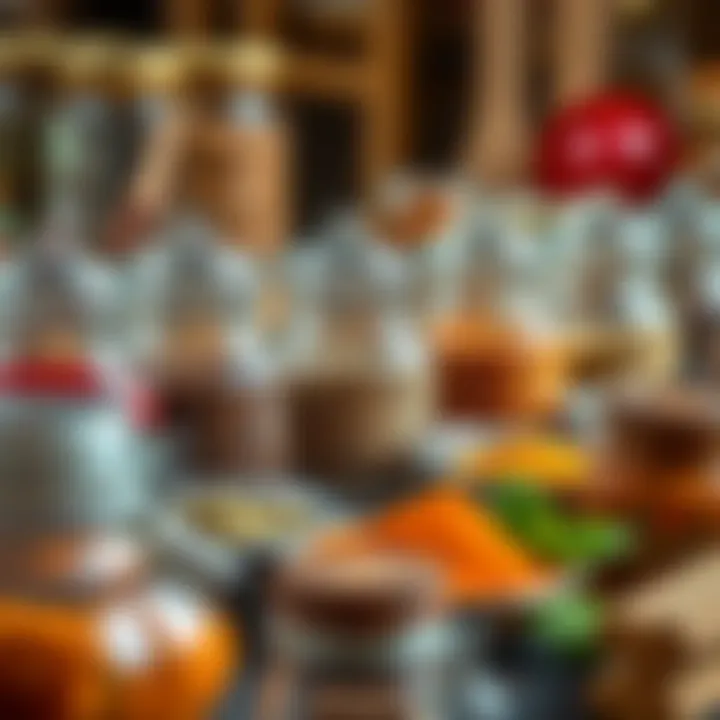 A Symphony of Flavors An array of spices in elegant jars, showcasing diverse flavors.