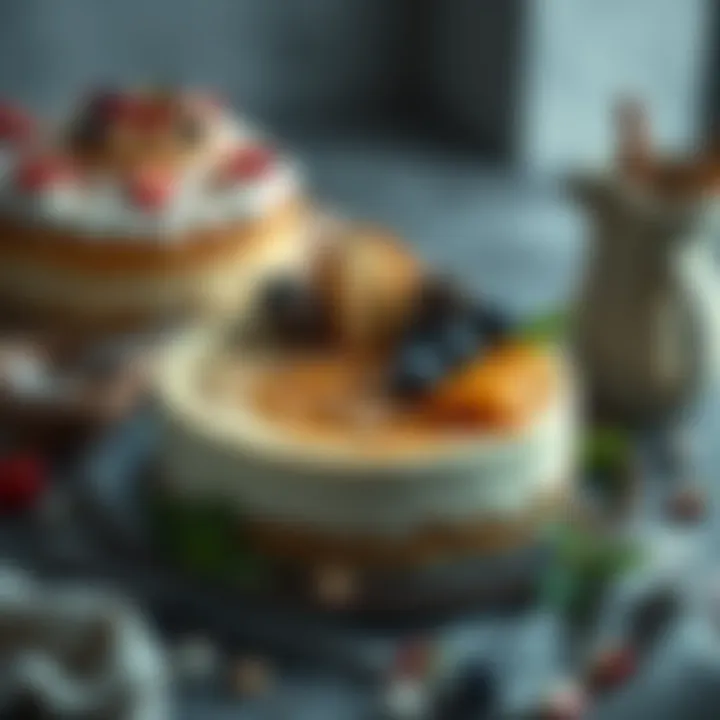 Unique cheesecake styled with gourmet toppings