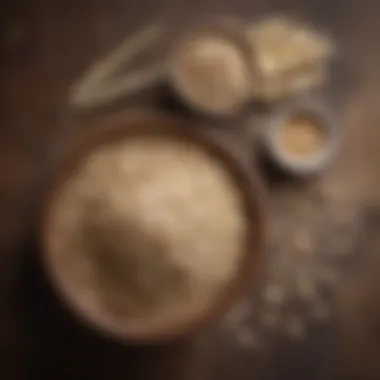 Natural ingredients used for an oat face mask on a rustic background