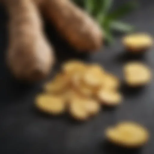 Fresh ginger root with earthy texture